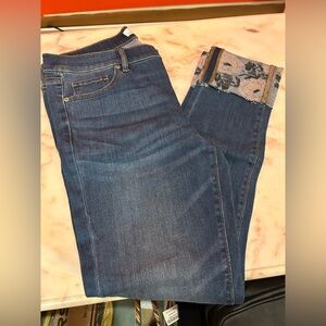 NWT LOFT Blue Jeans with Floral Cuff